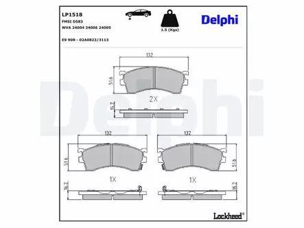JARRUPALASARJA DELPHI ETU, MAZDA - Jarrupalasarjat - LP1518 - 2