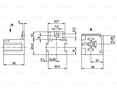 Bosch releenkanta 3 334 485 008 - 4 & 5-nap / jatkettava / kiinnityskorva - Releenkannat - 3334485008 - 2