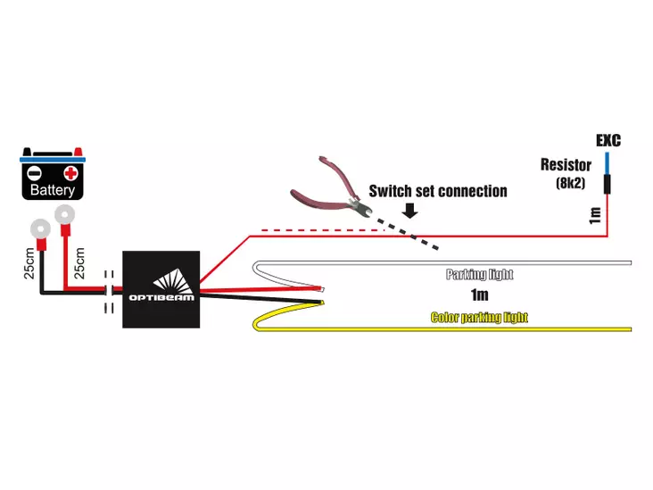 Johtosarja 1 lisävalolle DT-4 12/24V 200/400W - Johtosarjat 1:lle valolle - 1605-WK048 - 1