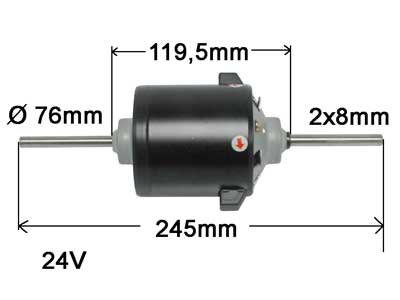 LÄM.MOOT. 24V 2X8MM/245MM - Puhallinmoottorit ja vastukset ym - 9000-1328 - 1
