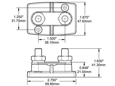 BLUE SEA TUPLAKYTKENTÄPULTTI 2 X 10MM - Blue Sea Kytkentätarvikkeet - 1790-2019 - 2