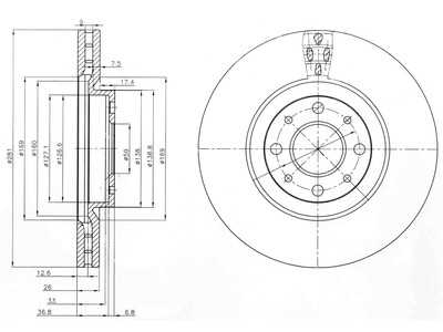 JARRULEVY DELPHI, 2 KPL / PKT, ETU, ALFA MITO / FIAT BRAVO - Jarrulevyt - BG3699 - 1