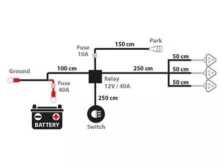 Relejohtosarja 3 parkilliselle lisävalolle 3 x DT-3 12V - Johtosarjat 3:lle valolle - 1605-WK039 - 2