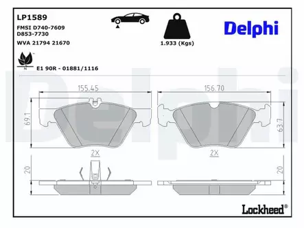 JARRUPALASARJA DELPHI ETU, CHRYSLER, MERCEDES - Jarrupalasarjat - LP1589 - 2