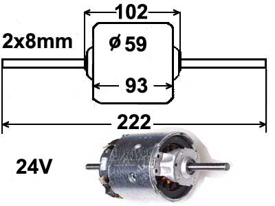 LÄM.MOOT. 24V 2X8MM/222MM - Puhallinmoottorit & vastukset merkkihaku - 0130063029 - 1