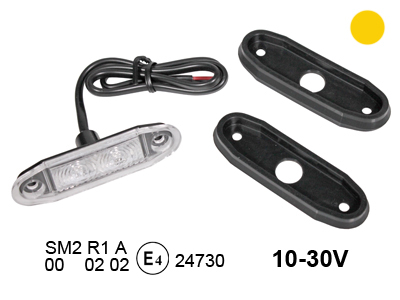 Led-äärivalo upotettava keltainen - 12-24V / 12mm reikään / IP69K - Keltaiset äärivalot - 1608-3000A - 1