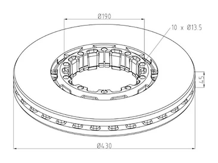PE JARRULEVY 430MM SAF KÖGEL INTEGRAL 22,5 - Jarrulevyt - 1497-06625410A - 1