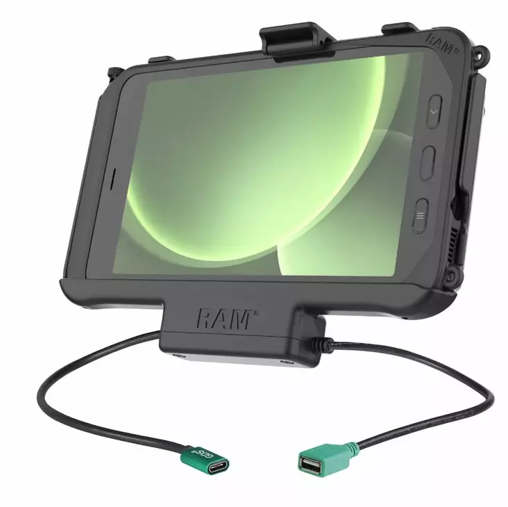 Ram Mounts tablettiteline Samsung Galaxy Tab Active 5 & 3 - Virransyötöllä + Data - Lataavat tablettitelineet - RAM-HOL-SAM60CP-1A - 1