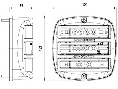 NORDIC DORADO N70LED 24V TAKAVALO - LED-neliö takavalot - 1605-983001B - 2