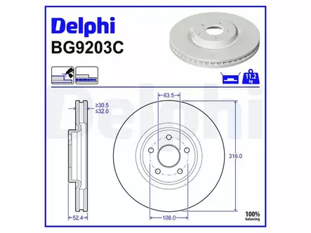 JARRULEVY DELPHI, 1 KPL / PKT, ETU, FORD - Jarrulevyt - BG9203C - 2