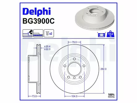 JARRULEVY DELPHI, 2 KPL / PKT, ETU, BMW - Jarrulevyt - BG3900C - 2