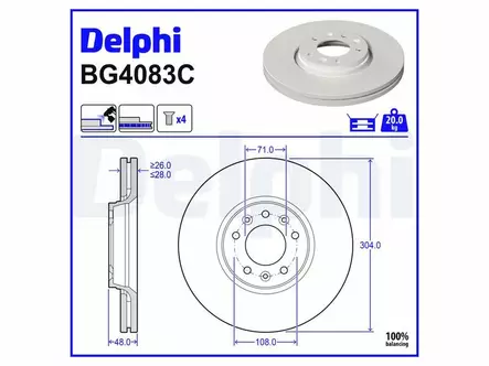 JARRULEVY DELPHI, 2 KPL / PKT, ETU, CITROËN / FIAT / PEUGEOT / T - Jarrulevyt - BG4083C - 2