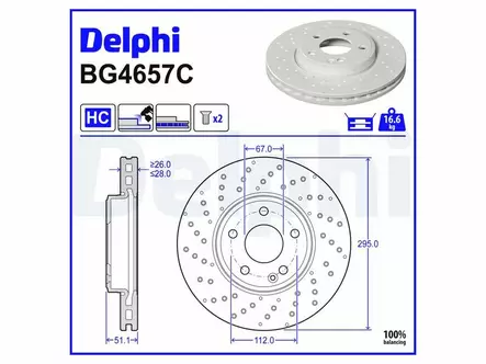 JARRULEVY DELPHI, 2 KPL / PKT, ETU, MERCEDES A B CLA - Jarrulevyt - BG4657C - 2
