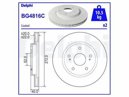 JARRULEVY DELPHI, 2 KPL / PKT, ETU, SUZUKI - Jarrulevyt - BG4816C - 2
