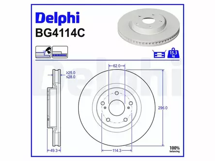 JARRULEVY DELPHI, 2 KPL / PKT, ETU, TOYOTA - Jarrulevyt - BG4114C - 2