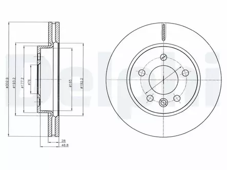 JARRULEVY DELPHI, 2 KPL / PKT, ETU, VOLKSWAGEN - Jarrulevyt - BG4343C - 2