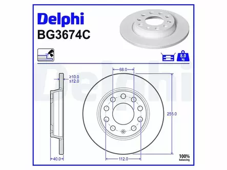 JARRULEVY DELPHI, 2 KPL / PKT, TAKA, AUDI A4, SEAT EXEO - Jarrulevyt - BG3674C - 2