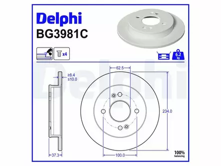 JARRULEVY DELPHI, 2 KPL / PKT, TAKA, HYUNDAI / KIA - Jarrulevyt - BG3981C - 2