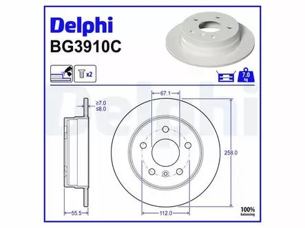 JARRULEVY DELPHI, 2 KPL / PKT, TAKA, MERCEDES - Jarrulevyt - BG3910C - 2