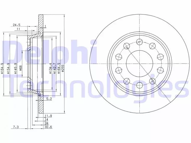 JARRULEVY DELPHI, 2 KPL / PKT, TAKA, AUDI A4, SEAT EXEO - Jarrulevyt - BG3674C - 1