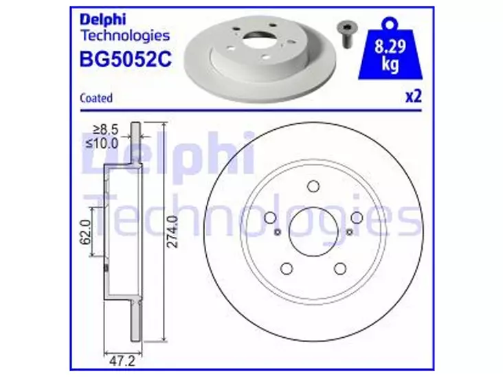 JARRULEVY DELPHI, 2 KPL / PKT TAKA TOYOTA - Jarrulevyt - BG5052C - 1