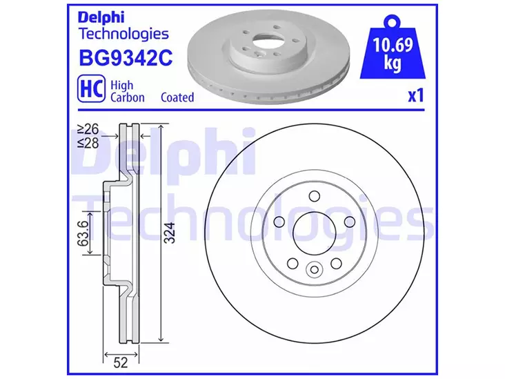 JARRULEVY DELPHI ETU, 1 KPL / PKT, VOLVO - Jarrulevyt - BG9342C - 1
