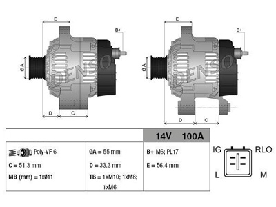 LATURI 100A AVENSIS 1,6/1,8/2,0 11.11- - Laturit - 3200-60370EXC - 1