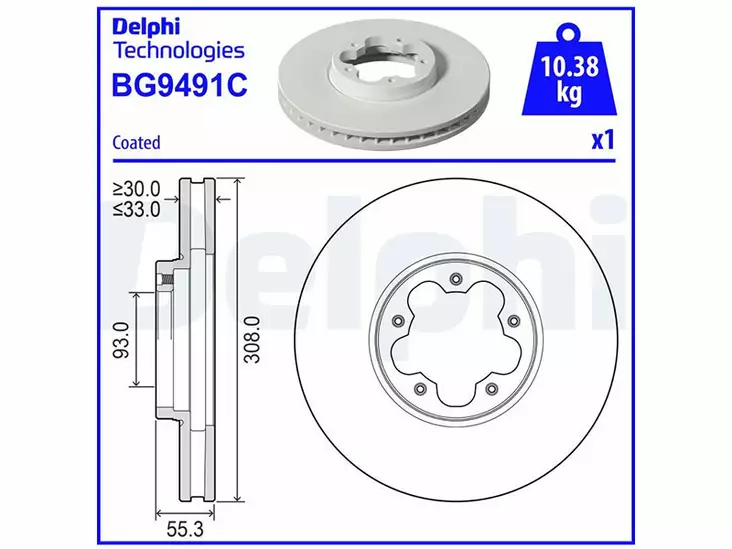 JARRULEVY DELPHI, 1 KPL / PKT, ETU, FORD - Jarrulevyt - BG9491C - 1