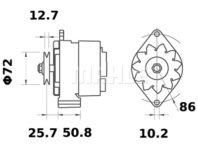 LATURI IA1454 12V 120A CASE KLO12 - Laturit - 3200-60563MAHLE - 2
