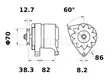 LATURI MG161 12V /80A - Laturit yleismallit - 3200-60939MAHLE - 2
