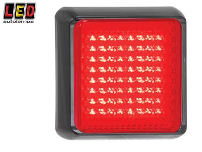 TAKAVALO, NELIÖ, TAKA/JARRU - MUSTA KEHYS - LED-neliö takavalot - 1614-125RME - 1