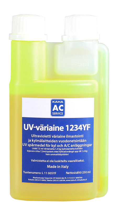 UV-väriaine HFO 250ML - R1234yf kylmäaineelle - Ilmastoinnin kompressoriöljyt - L11005YF - 1