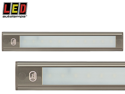 SISÄVALO, KAPEA, HIPAISUKYTKIMELLÄ, 12V - 260MM - HARMAA ALUMIIN - LED-sisävalot, suorakaide - 1614-40260G - 1