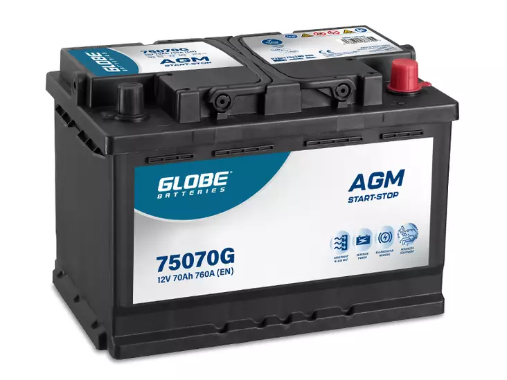 Globe AGM käynnistysakku 12V 70Ah 760A -/+ - GLOBE käynnistysakut - 1806-75070G - 1