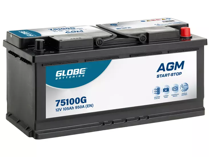 Globe AGM käynnistysakku 12V 105Ah 950A -/+ - Globe vene-ja vapaa-ajan akut - 1806-75100G - 1