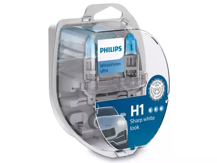 Philips WhiteVision Ultra H1 12V polttimopari 2kpl - PHILIPS 12V Halogen H1 - 10-12258WVUSM - 1