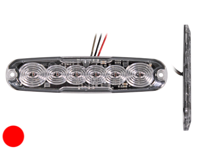 LED-TASOVILKKU R65 12/24V 6-LED PUN. 131X30X7MM ### - LED-tasovilkku - 1603-300544PUN - 1