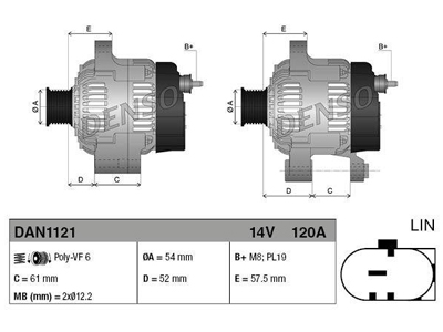 LATURI 120A FIAT,ALFA,JEEP - Laturit - 3200-60540DENSO - 1