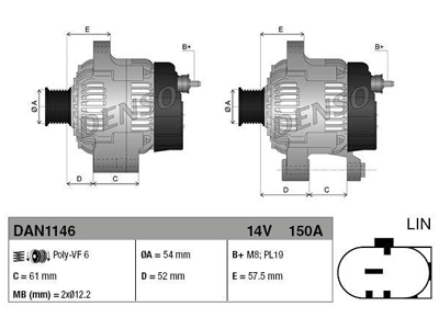 LATURI 150A FIAT,ALFA,JEEP - Laturit - 3200-60541DENSO - 1