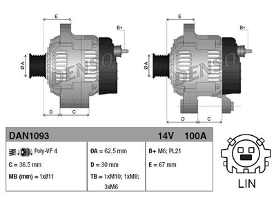 LATURI DENSO 100A - Laturit - 3200-60413DENSO - 1