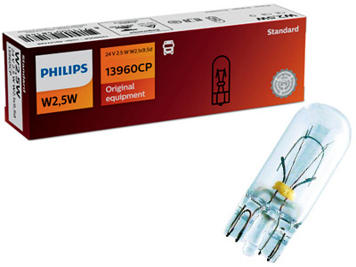 Philips Standard W2.5W 24V lasikantapolttimo 1kpl - Halogen lasikanta polttimot 24V - 10-13960CP - 1