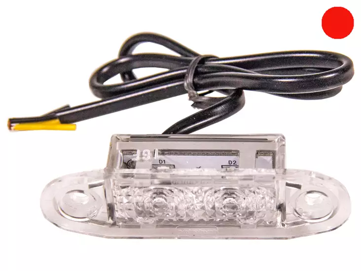 Led-äärivalo upotettava punainen - 12-24V / suorakulma upotus - Punaiset äärivalot - 1608-3005R - 2