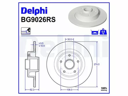 JARRULEVY DELPHI, 1 KPL / PKT, TAKA LAAKERILLA, RENAULT LAGUNA - Jarrulevyt - BG9026RS - 2