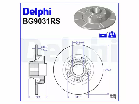 JARRULEVY DELPHI, 1 KPL / PKT, TAKA, NISSAN / RENAULT / OPEL - Jarrulevyt - BG9031RS - 2
