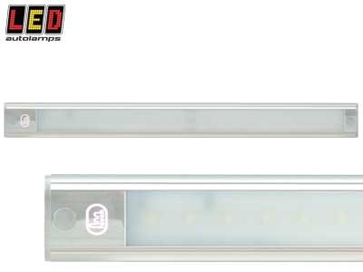 SISÄVALO, KAPEA, HIPAISUKYTKIMELLÄ, 12V - 410MM - HOPEA ALUMIINI - LED-sisävalot, suorakaide - 1614-40410S - 1