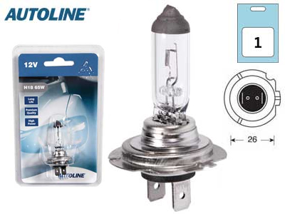 Autoline H18 12V polttimo 1kpl - H18 12V halogenpolttimot - 12643-BLIST - 1
