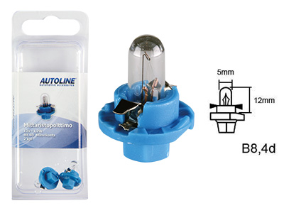 Autoline B8,4D 12V 1,2W muovikantapolttimopari 2kpl sininen kanta - Muovikanta halogenpolttimot 12V - 1276-BLIST - 1