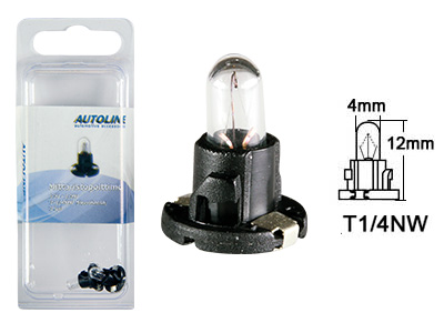 Autoline T-1/4NW 12V 1.2W muovikantapolttimopari 2kpl musta kanta - Muovikanta halogenpolttimot 12V - 1291-BLIST - 1