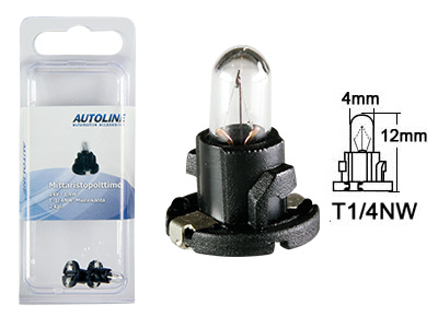 Autoline T-1/4NW 12V 1.2W muovikantapolttimopari 2kpl musta kanta - Muovikanta halogenpolttimot 12V - 1294-BLIST - 1