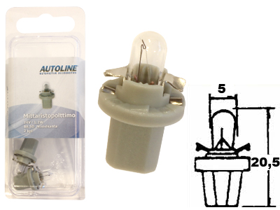 Autoline 24V 1.2W muovikantapolttimopari 2kpl harmaa kanta - Muovikanta halogenpolttimot 24V - 2482-BLIST - 1